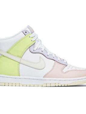Nike Dunk High Top Women’s “Lemon Twist” Pastel White, Pink & Lime Sneaker 🤍